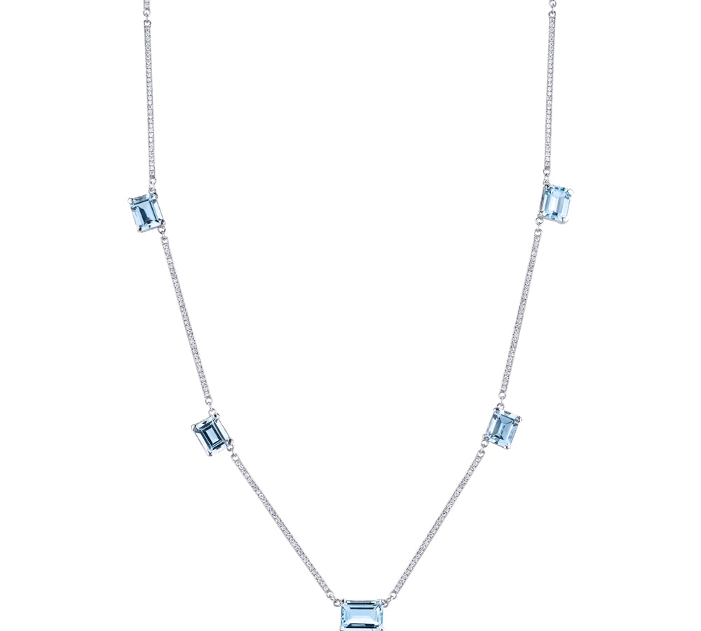Aquamarine and Diamond Strata Necklace Necklace Karma El-Khalil   
