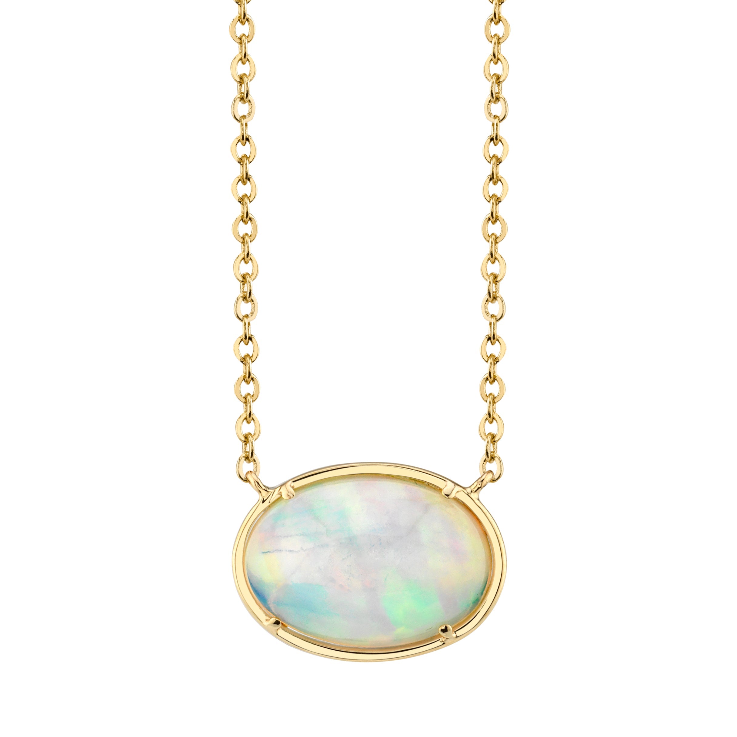 Opal Sideways Oval Necklace Pendant Amy Gregg Jewelry   