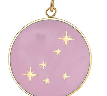 Large Enamel Constellation Pendant Charm Bare Collection Capricorn Red 