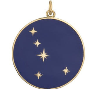Large Enamel Constellation Pendant Charm Bare Collection Cancer Red 