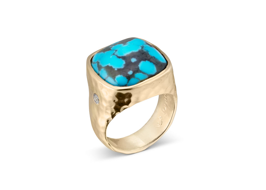 Cher Ring Statement Lelamooi Kaolin Turquoise with White Sapphire  