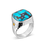 Cher Ring Statement Lelamooi Kaolin Turquoise with Citrine  