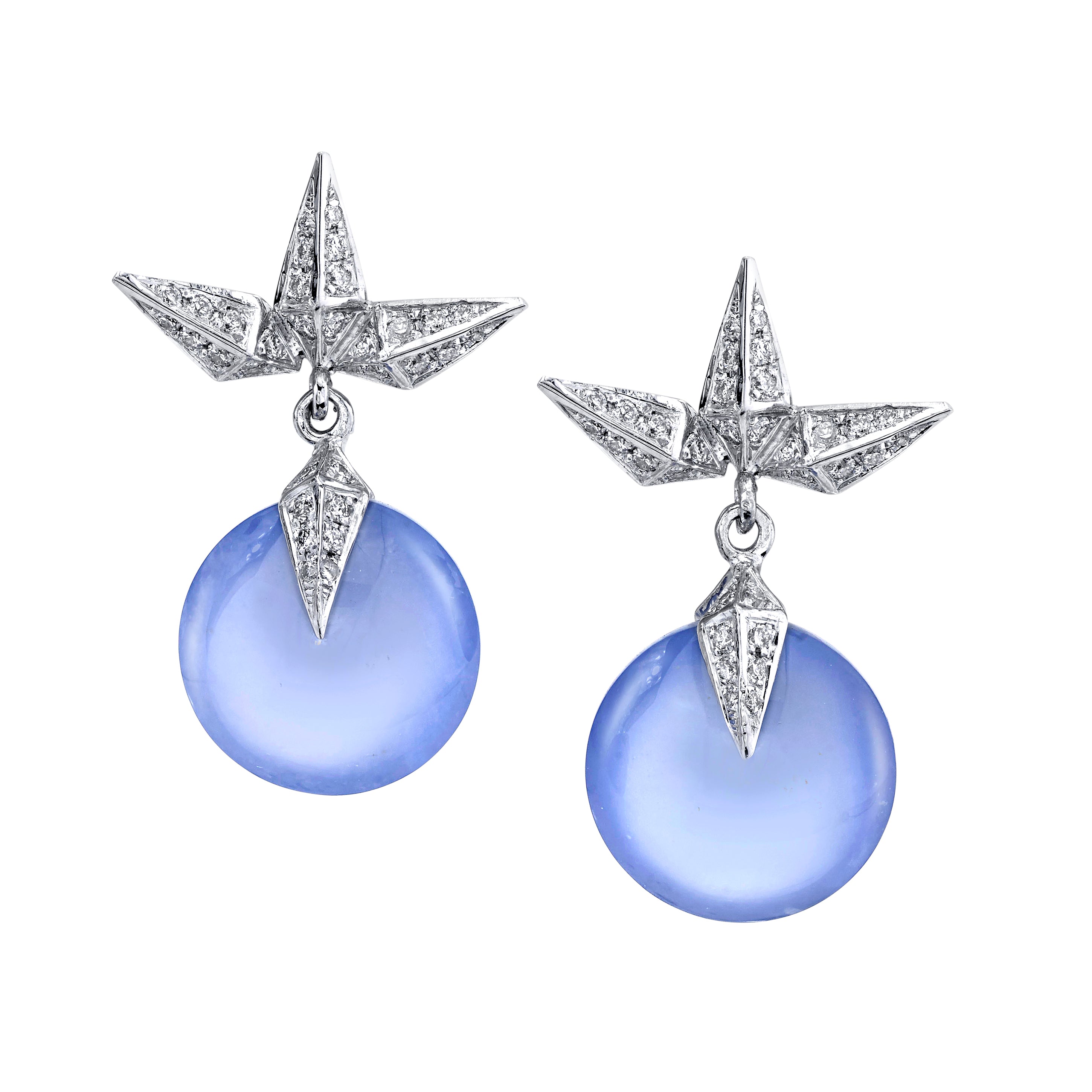 Blue Chalcedony Star Earrings Drop Karma El-Khalil   