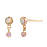 Opal and Pink Sapphire Dangle Stud Stud Earrings Jaine K Designs   