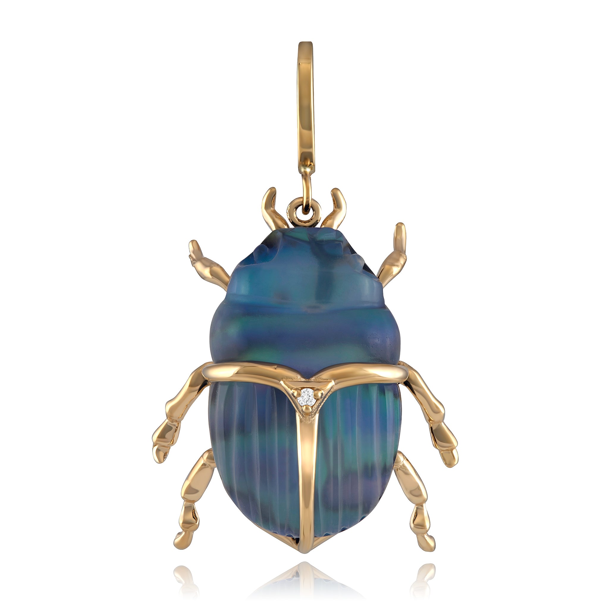 Luminescent Scarab Beetle Charm with Diamond Charm Maura Green   