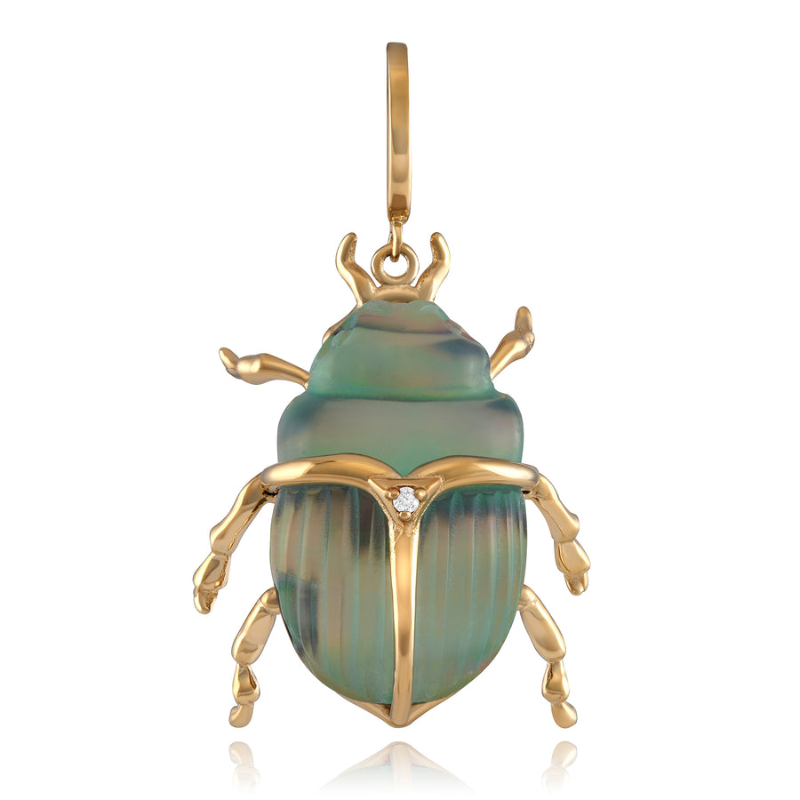 Luminescent Scarab Beetle Charm with Diamond Charm Maura Green   