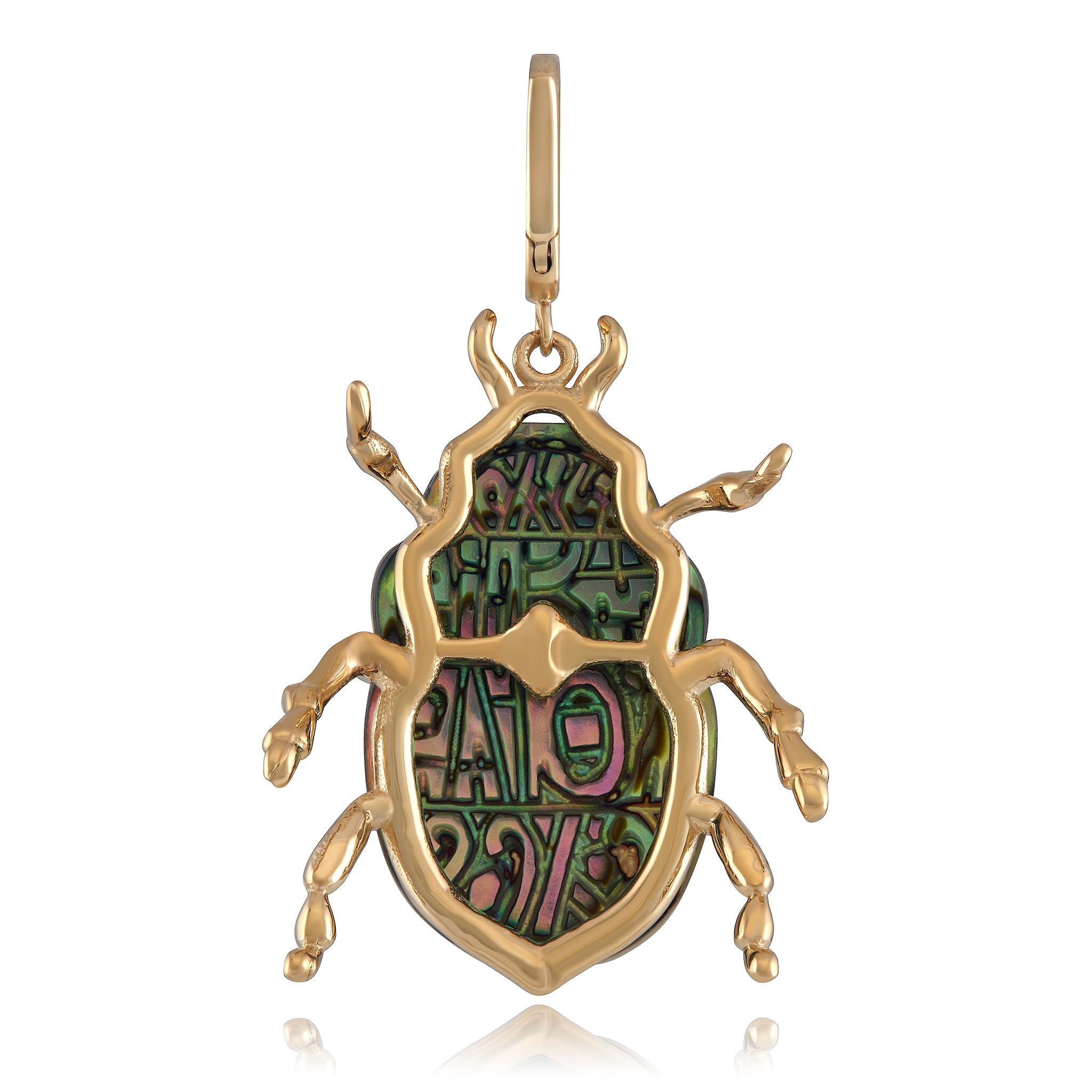 Luminescent Scarab Beetle Charm with Diamond Charm Maura Green   