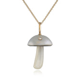White Pearl Mushroom with Diamond Pendant Charm Maura Green   