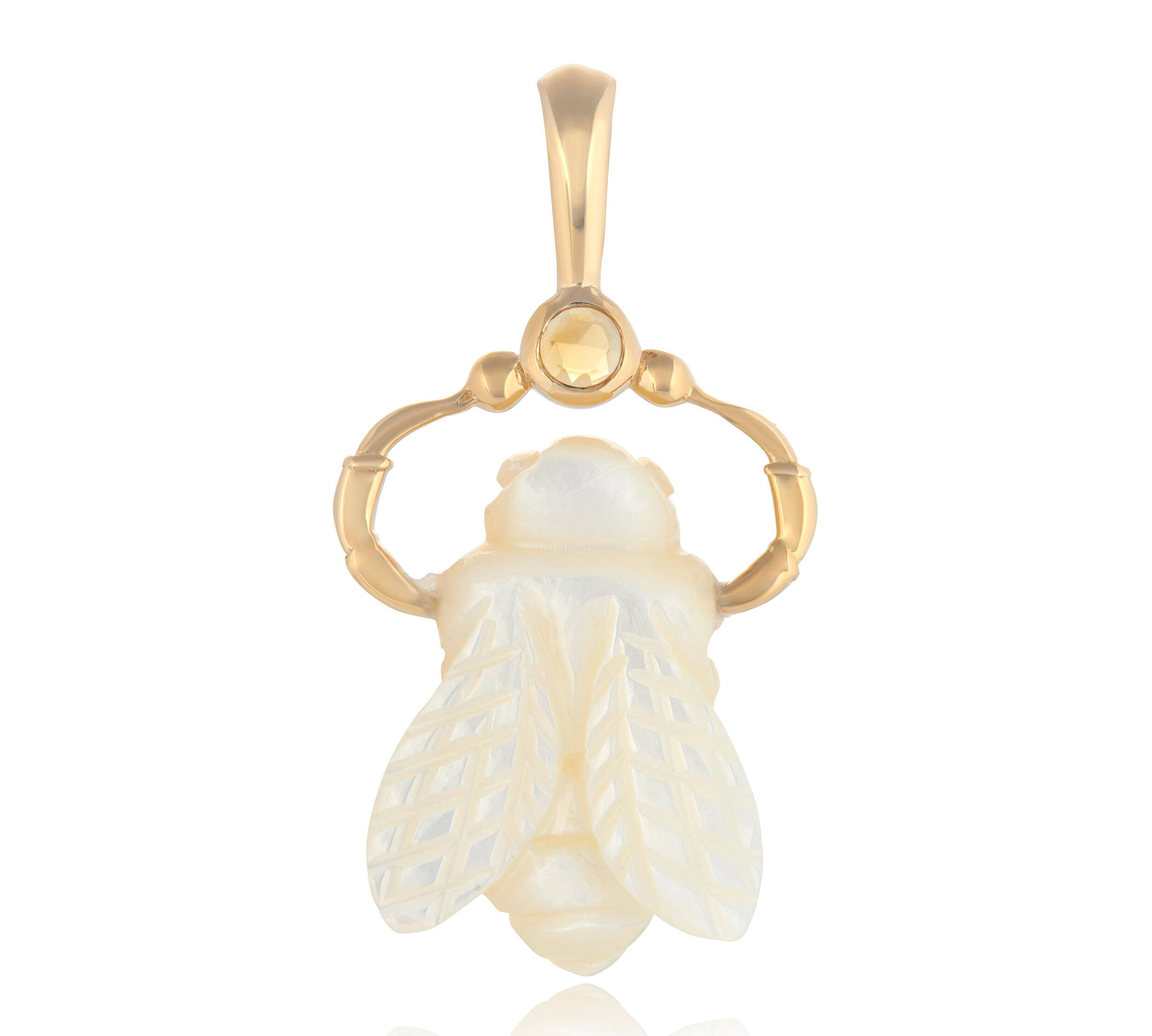Mother of Pearl Bee Charm in Gold with Citrine Charm Maura Green   