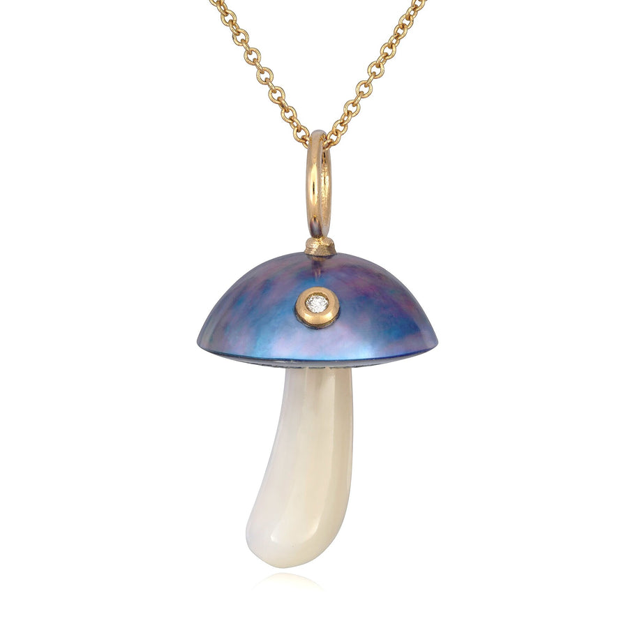 Blue Mabe Pearl Magic Mushroom Charm with Diamond Charm Maura Green   