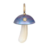 Blue Mabe Pearl Magic Mushroom Charm with Diamond Charm Maura Green   