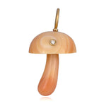 Magic Mushroom Charm Carved from Apricot Shell Charm Maura Green With Diamond  