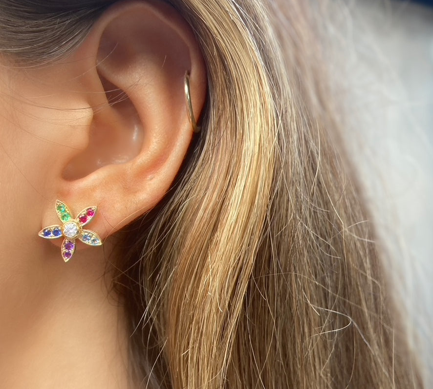 Vivien Rainbow Flower Earrings Drop Helena Rose Jewelry   