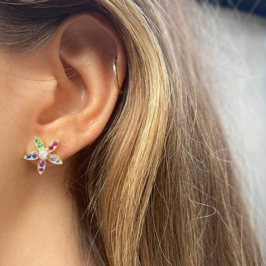 Vivien Rainbow Flower Earrings Drop Helena Rose Jewelry   