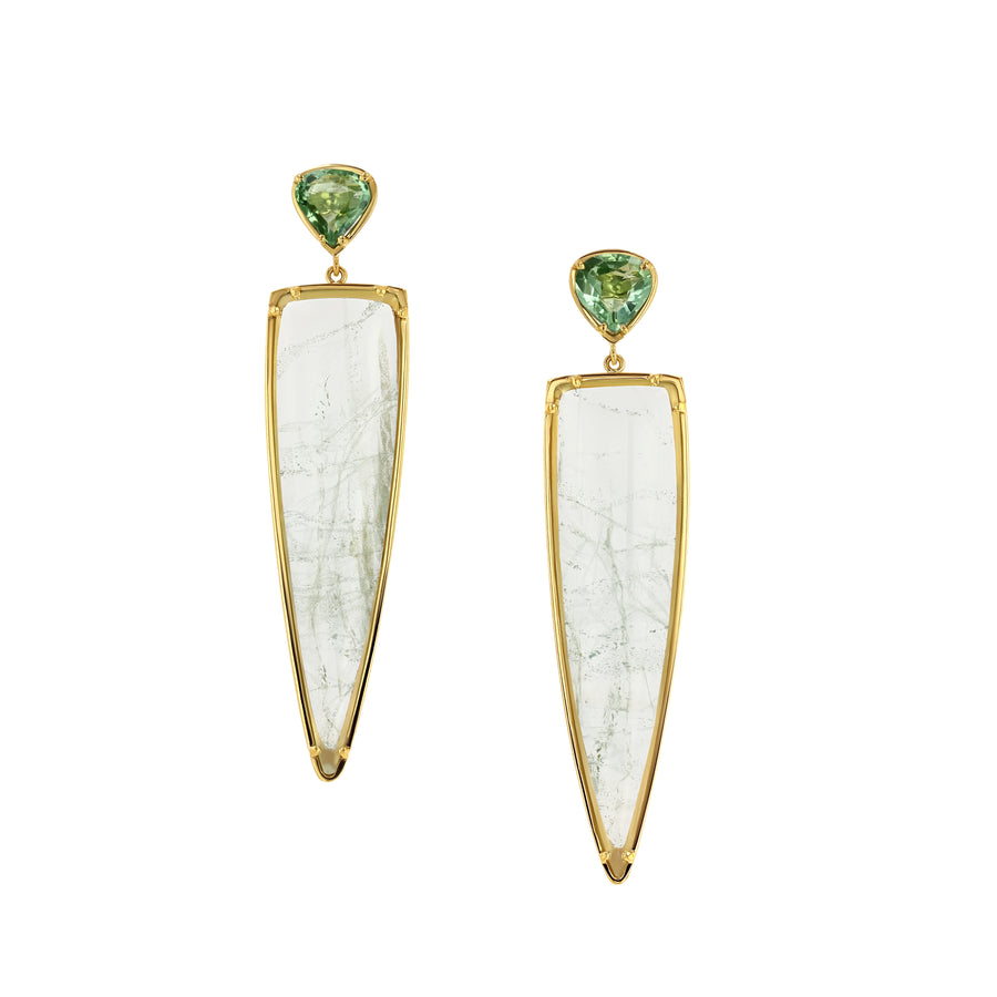 Green Tourmaline and Aquamarine Signature Drip Earrings Statement Amy Gregg Jewelry   