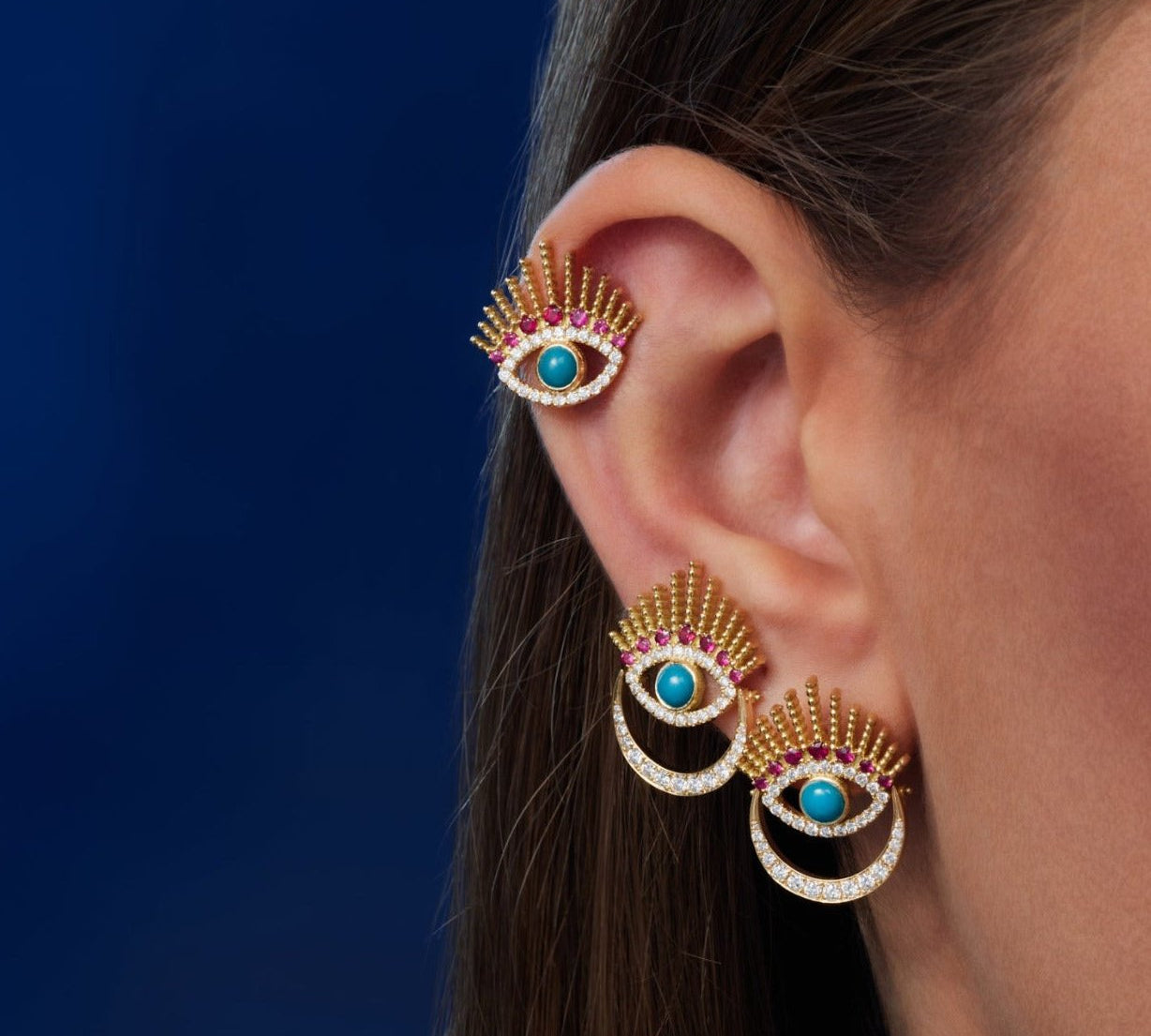 Diamond Ruby Evil Eye Earrings Earrings Falamank   
