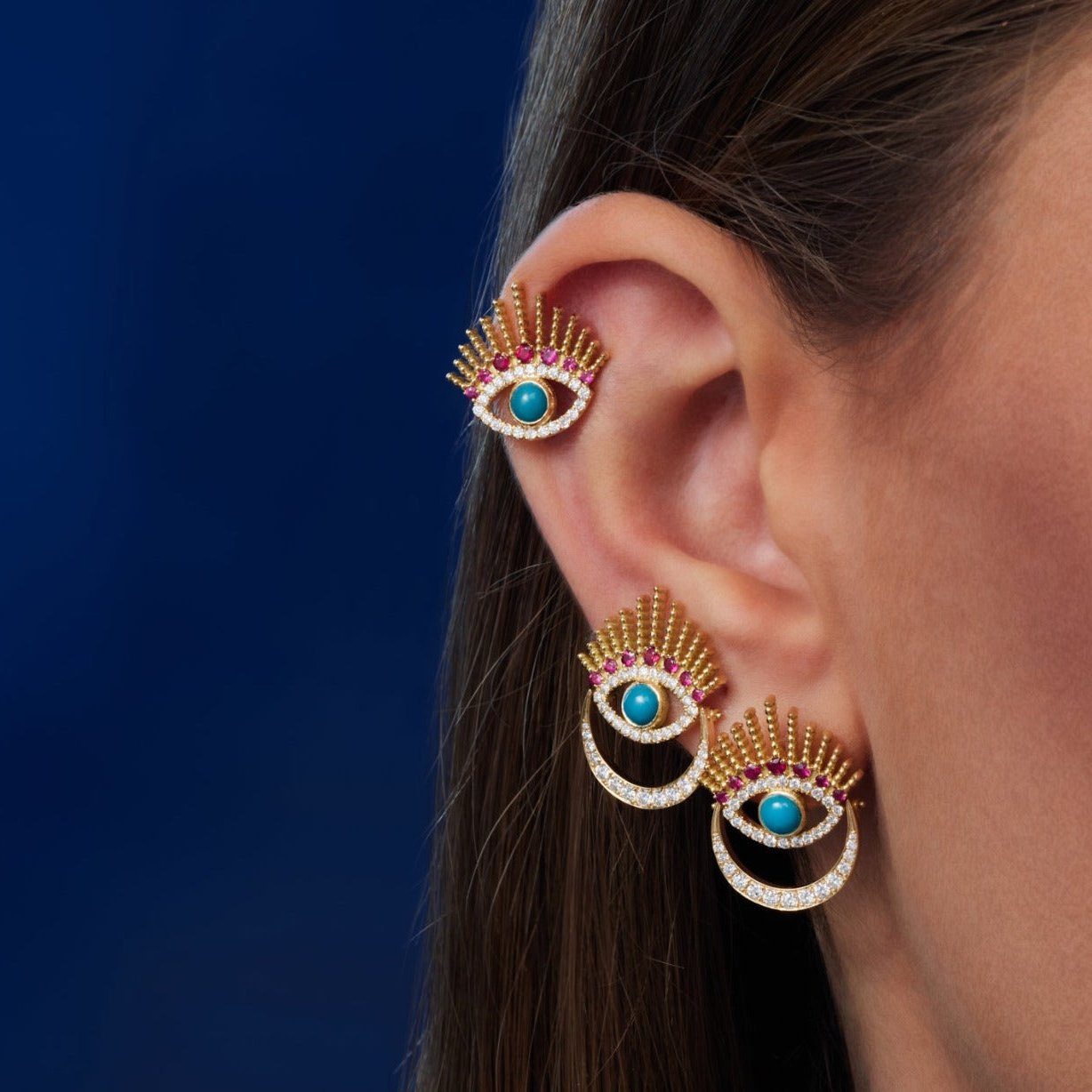 Diamond Ruby Evil Eye Earrings Earrings Falamank   