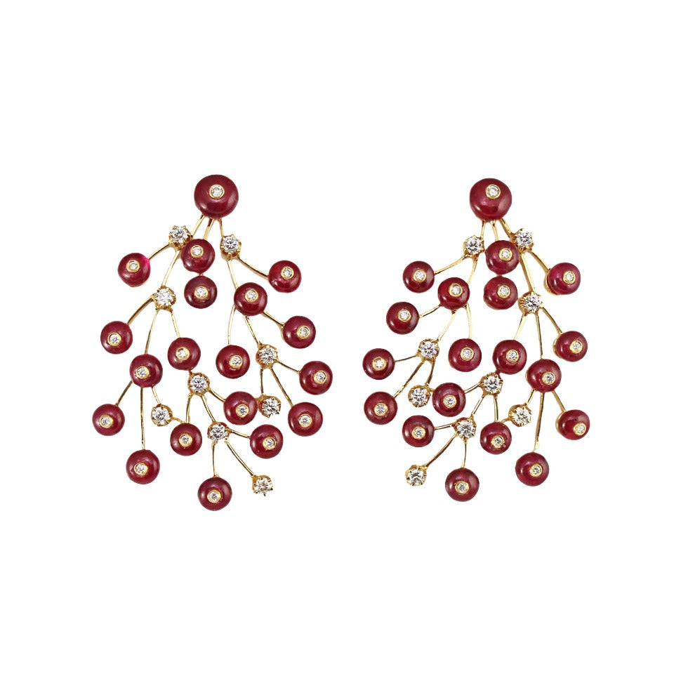 Ruby Diamond Branch Earrings Statement Earrings Hanut Singh