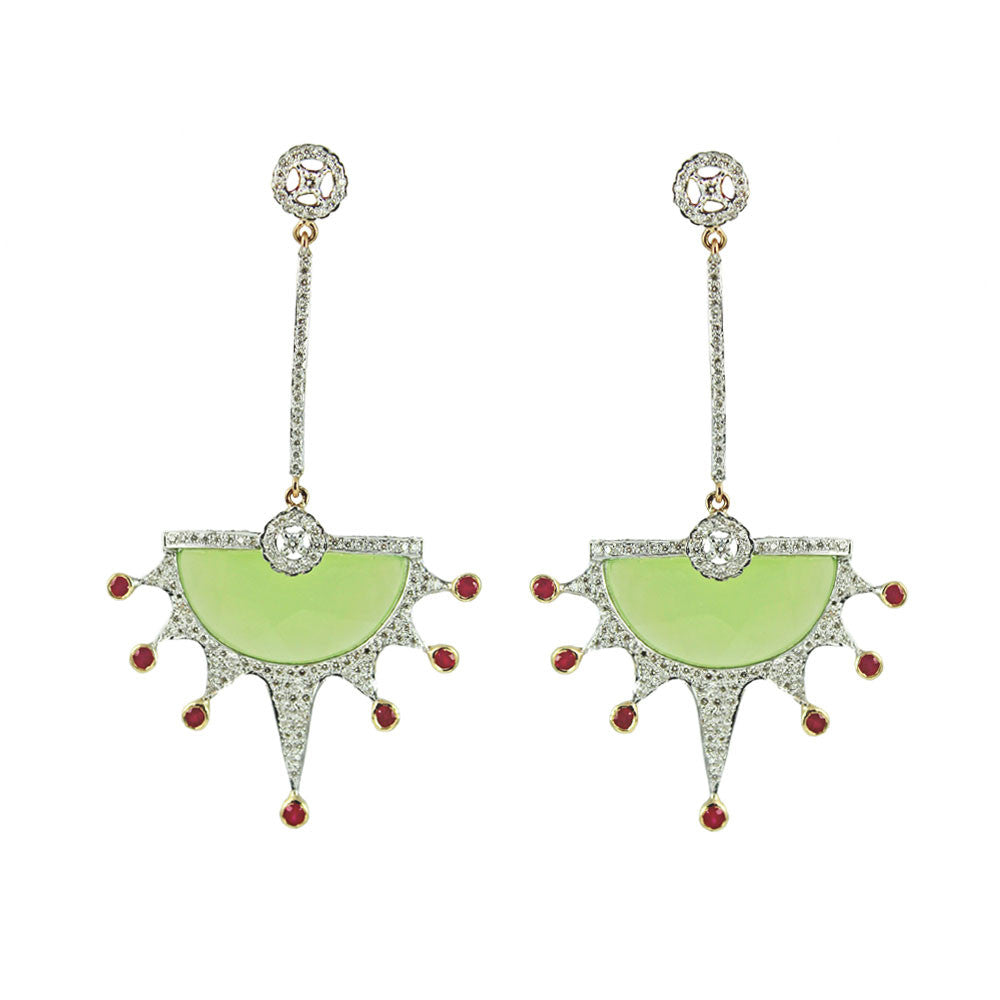 Green Chalcedony Diamond Earrings Drop Earrings Hanut Singh