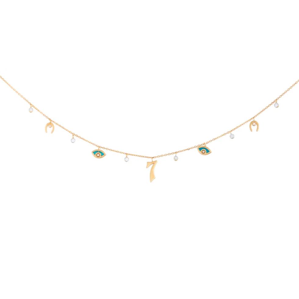 Lucky Charms on Chain Choker Necklace Charm Necklace Falamank