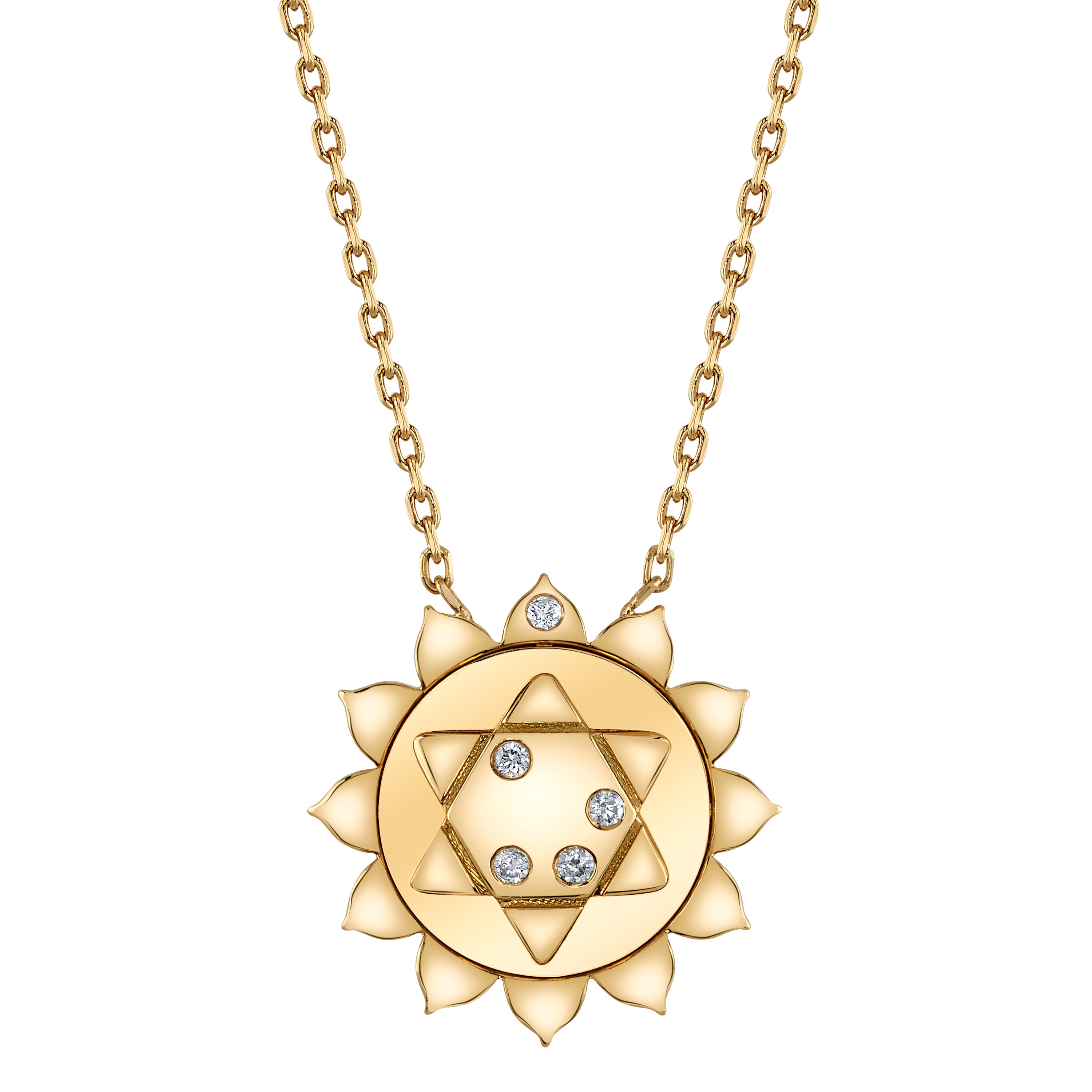 Heart Chakra Necklace, Yellow Gold and Diamond Pendant Soundbody   