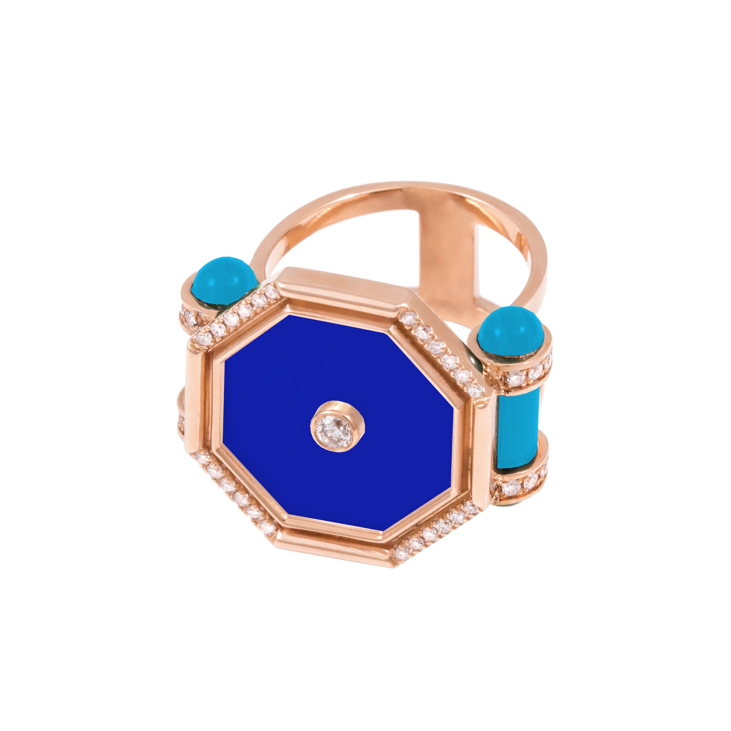 Hexagon Lapis Amulet Ring Ring Latelier Nawbar