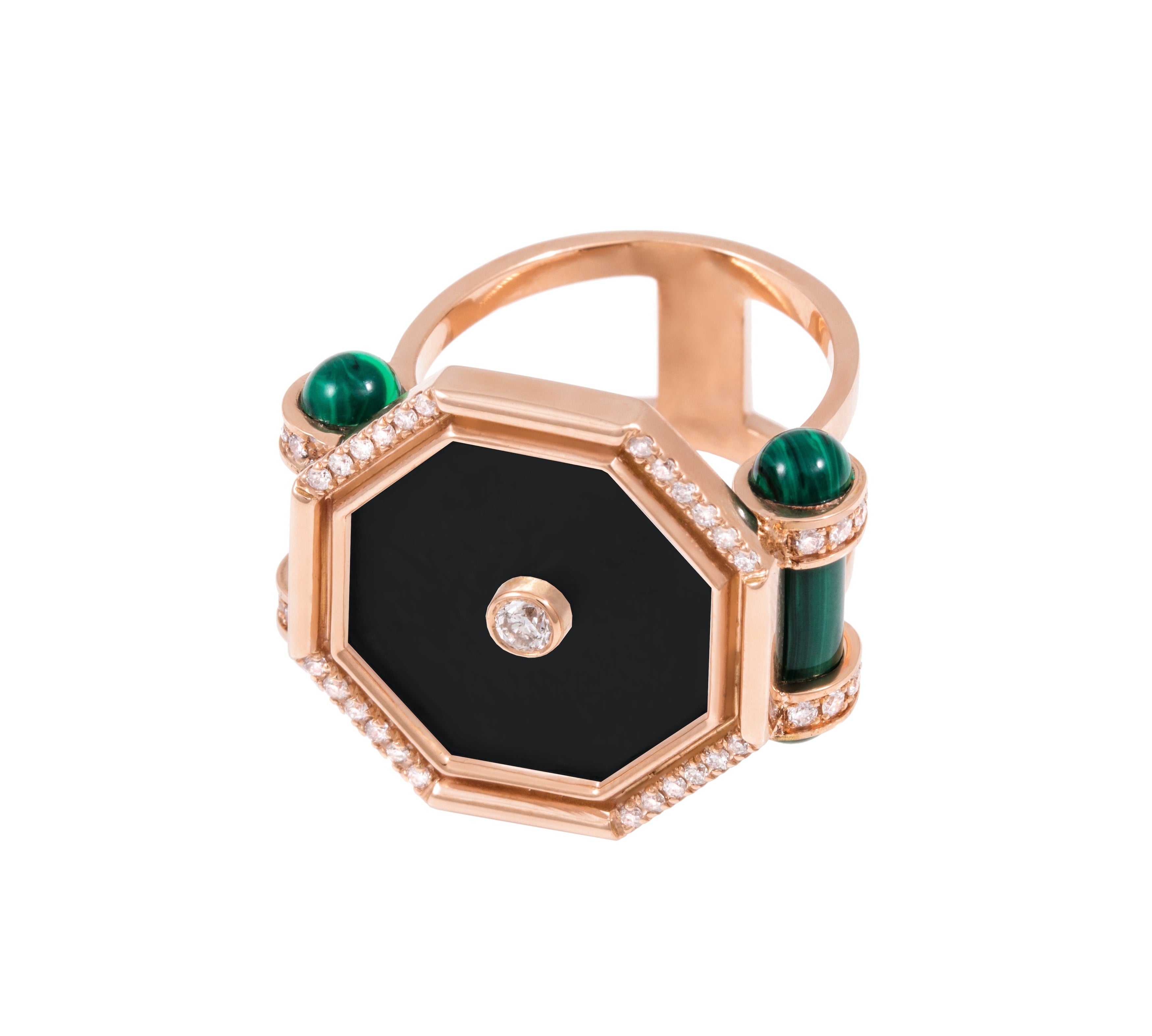 Hexagon Onyx Amulet Ring Cocktail Latelier Nawbar 6  