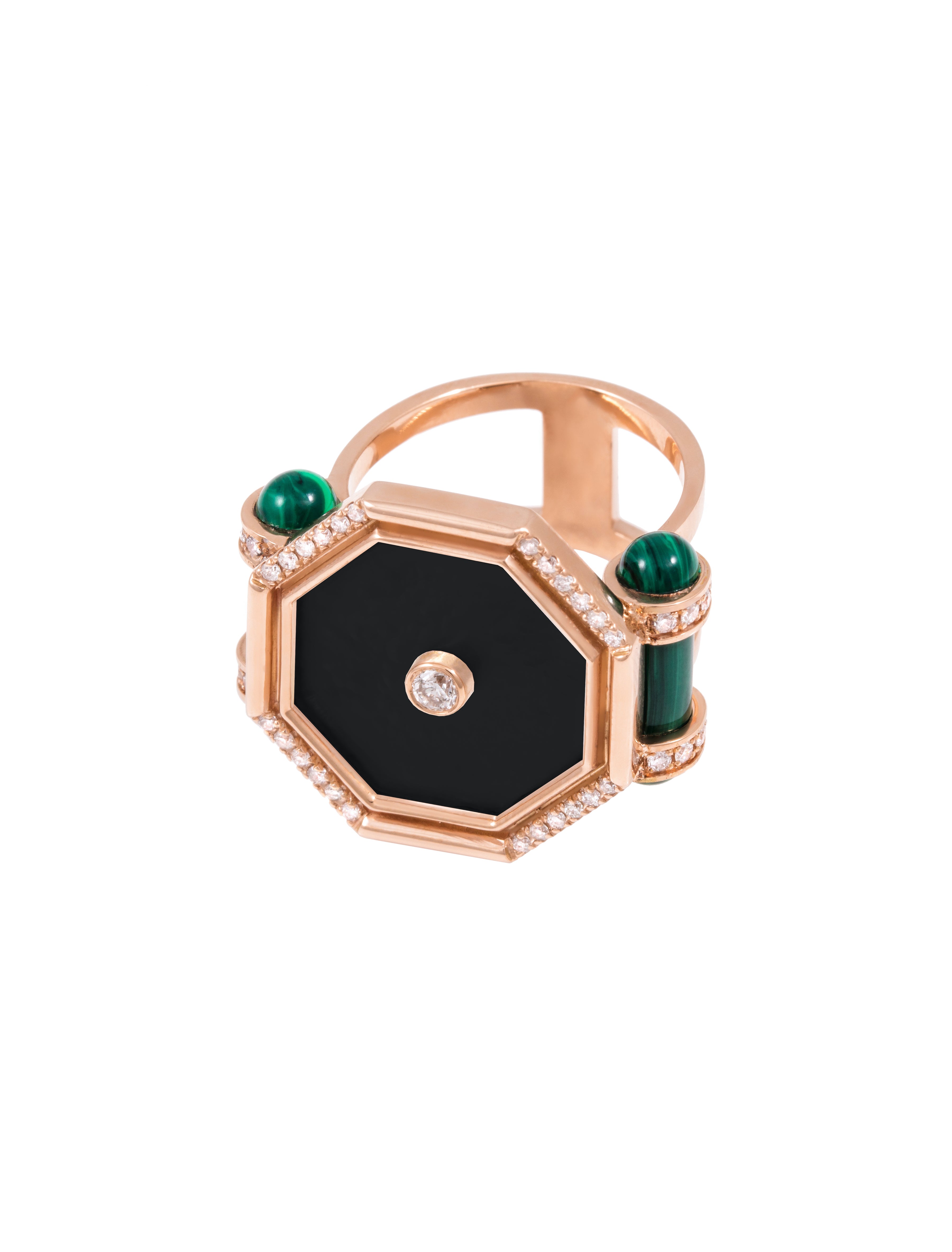 Hexagon Amulet Ring, Onyx Cocktail Latelier Nawbar   