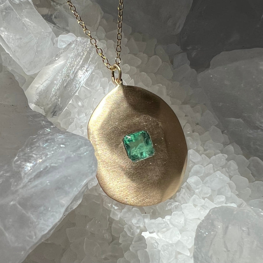 Golden Stone Emerald Pendant Pendant Elisabeth Bell Jewelry   