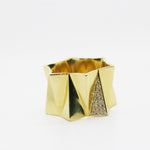 Folded Triangles Ring, Diamonds, Yellow Gold Statement Perez Bitan   
