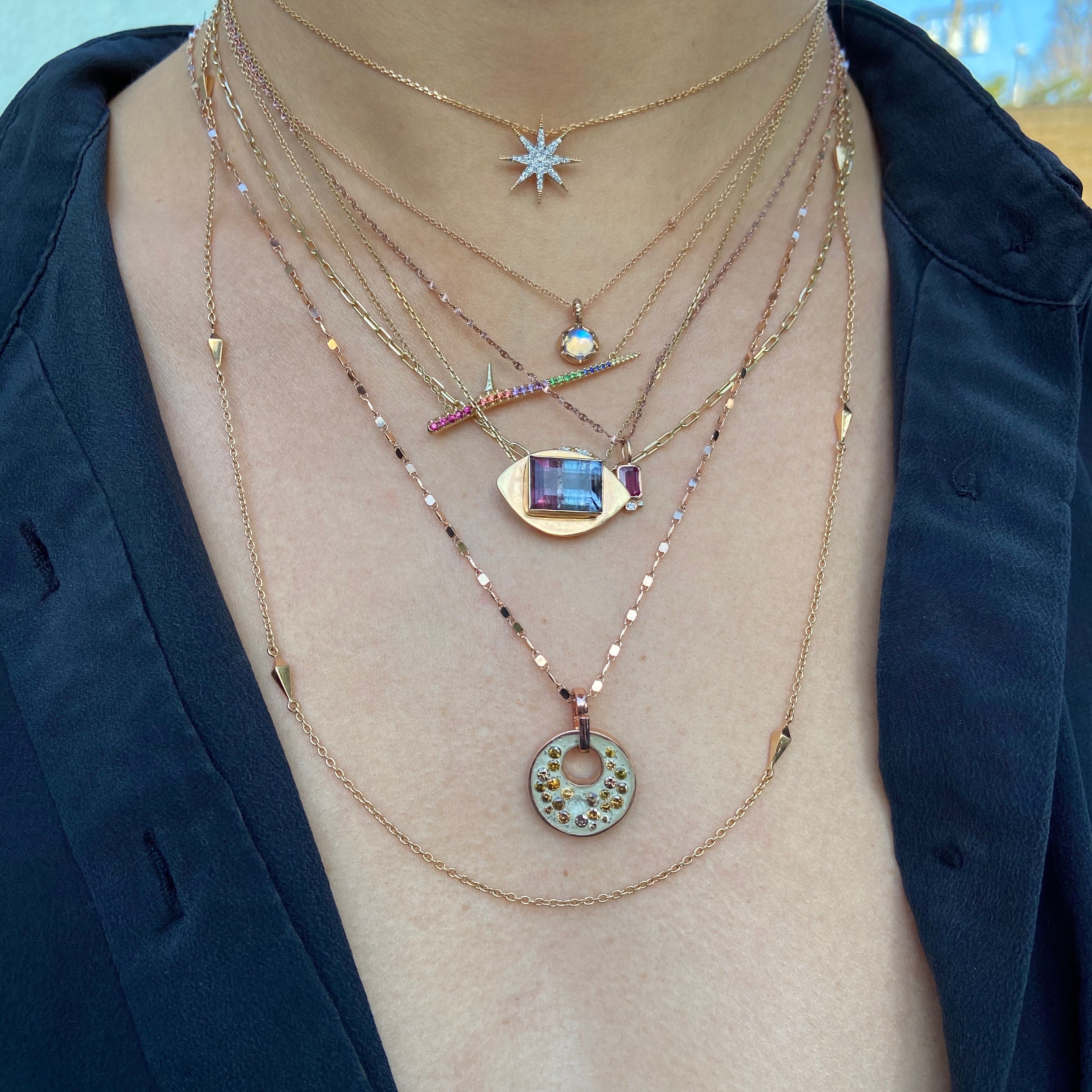 Rainbow Horizontal Thorn Necklace Pendant Elisabeth Bell Jewelry   