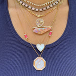 Small Pink Opal Tile Rivière Necklace Collar Nakard   