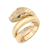 Double Coiled Serpent Ring Statement Ring House of RAVN Emerald Eyes  