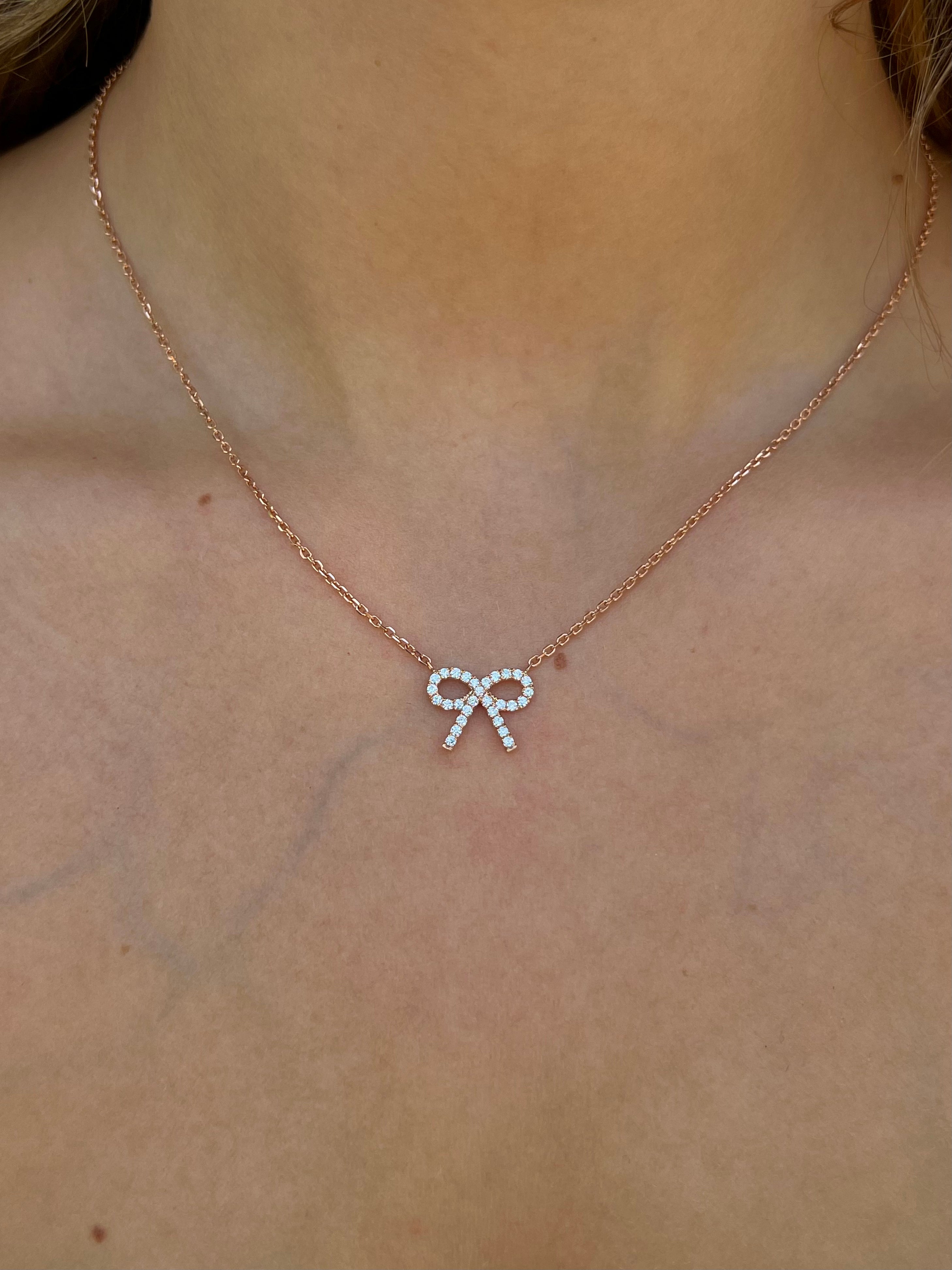 Diamond Bow Necklace Pendant Poom Fine Jewelry   