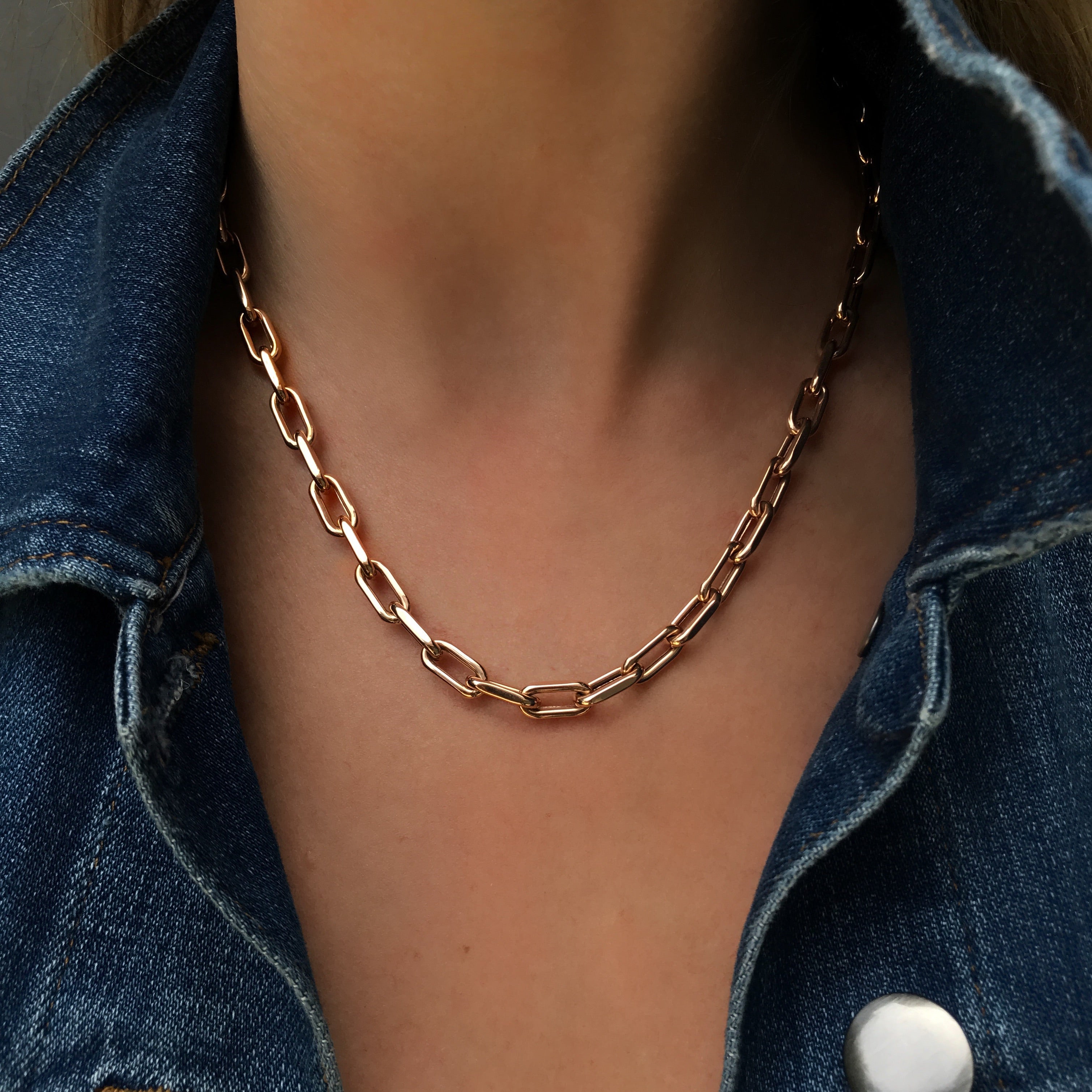 Rose Gold Thin Boxy Chain Chain Necklace Roseark Deux   