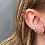Double Dangle Earring, Turquoise and Diamond Drop Earrings Jaine K Designs   