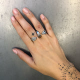 Saffron Ring, Silver and Diamonds Two Finger Roseark   