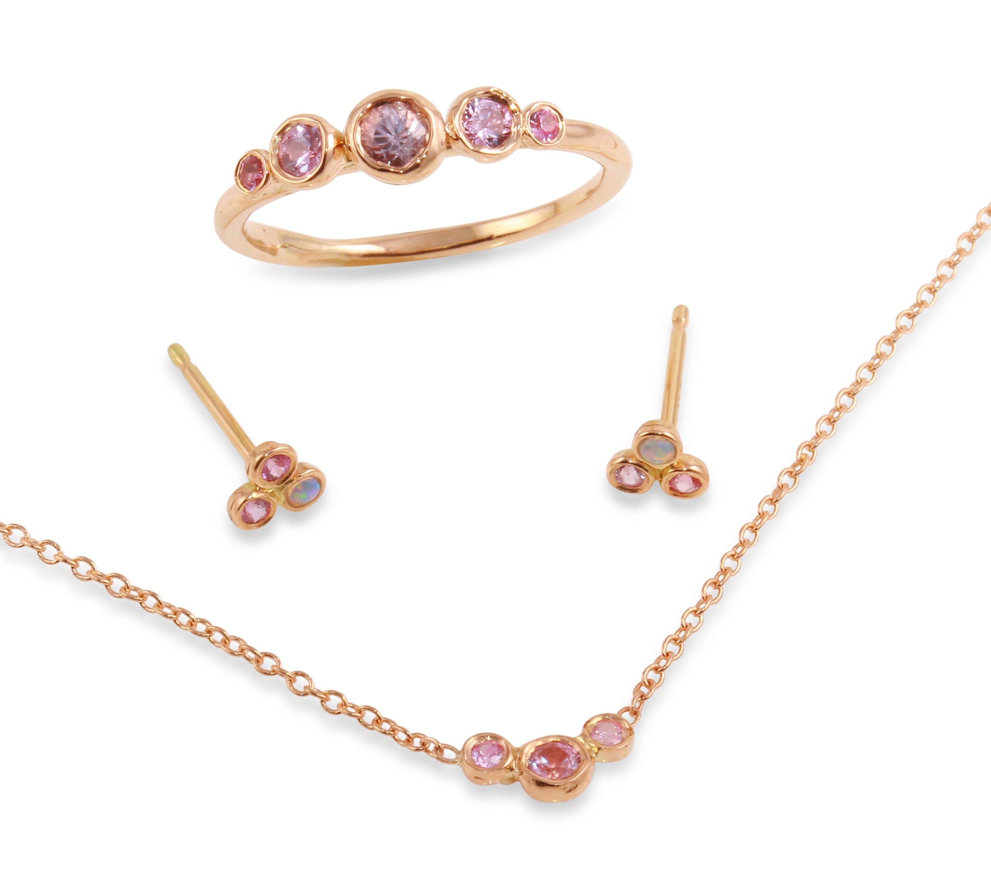 Five Bezel Ring, Pink Sapphire Stack Jaine K Designs   
