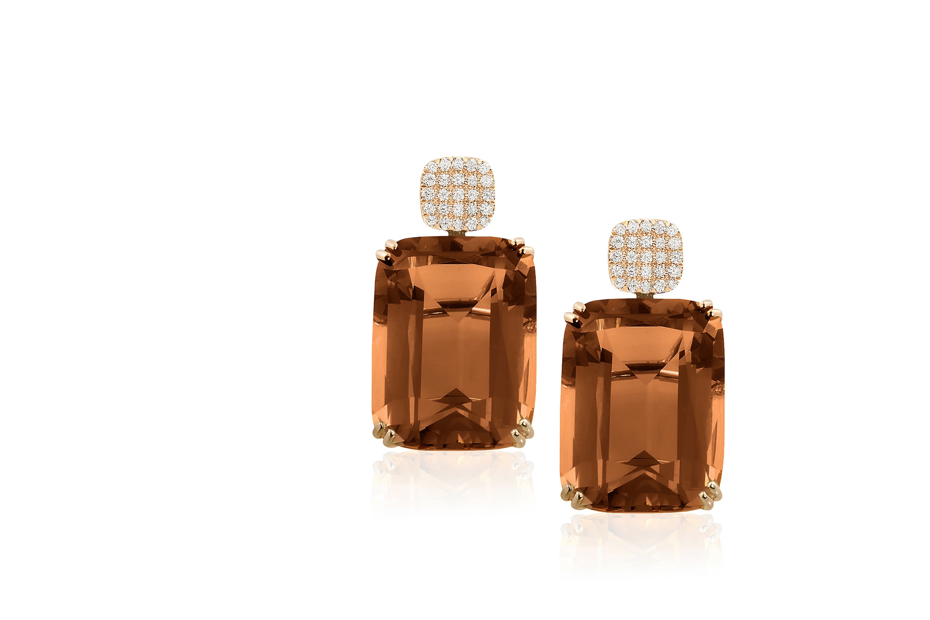 Gossip Cognac Quartz Earrings with Diamonds Drop Goshwara   