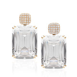 Rock Crystal Cushion Earrings with Diamond Motif Drop Earrings Goshwara Yellow Gold  