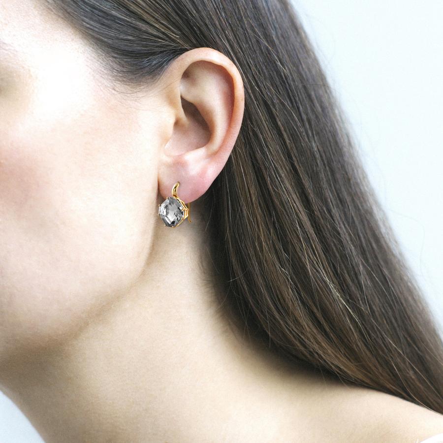 Rock Crystal Square Emerald Cut Earrings Drop Goshwara   