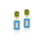 Gossip Blue Topaz-Peridot Emerald Cut Earrings Earrings Goshwara   