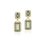 Gossip Prasiolite Emerald Cut Earrings with Diamonds Drop Goshwara   