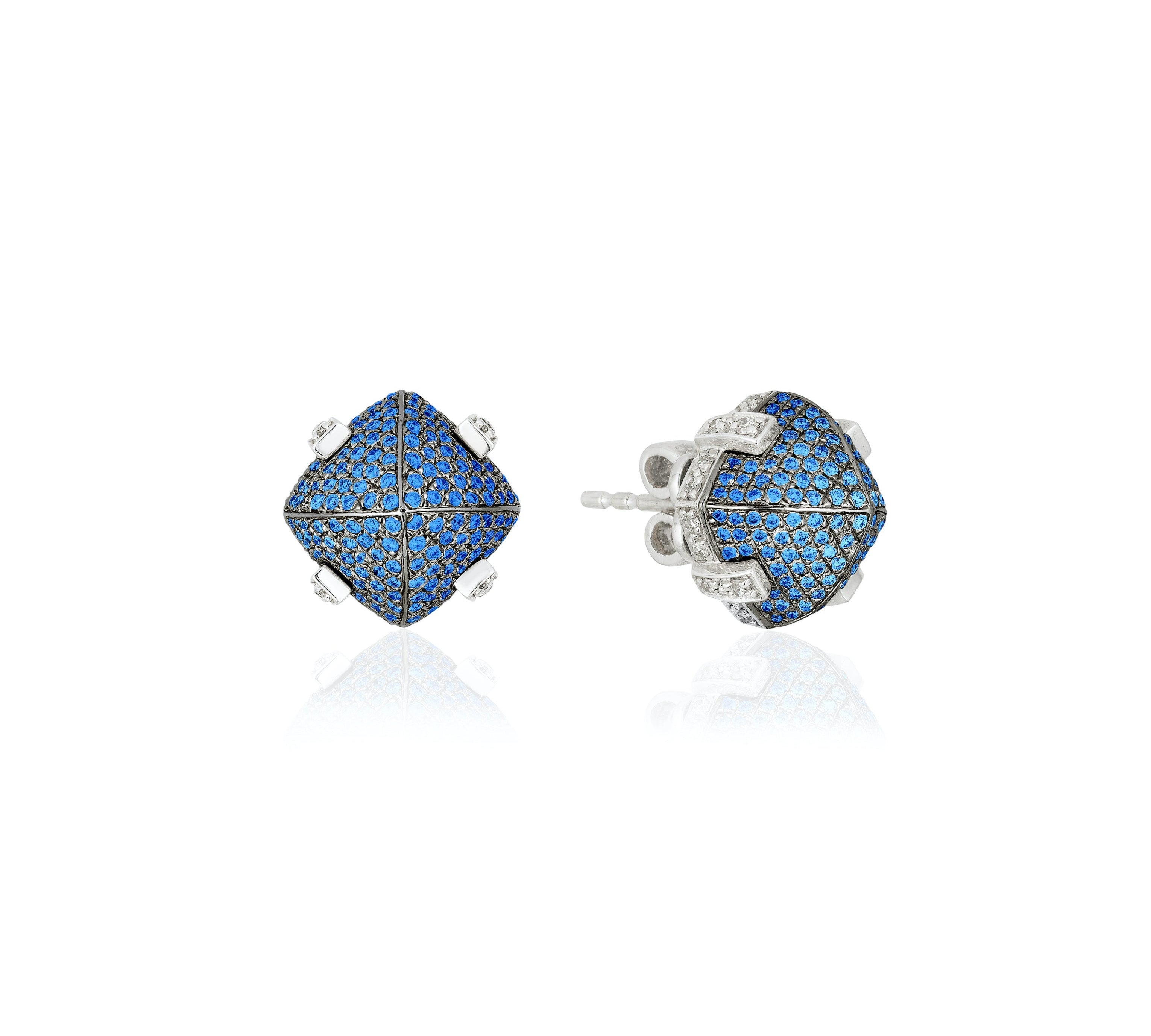 Sugar Loaf Sapphire Diamond Studs Studs Goshwara   