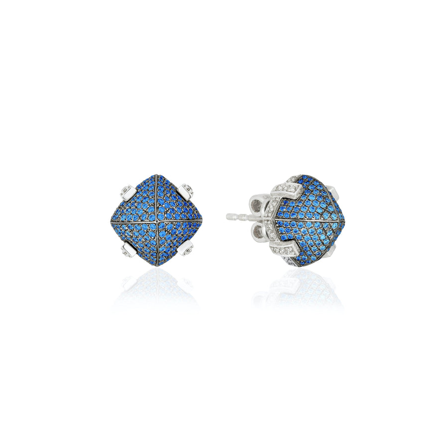 Sugarloaf Sapphire and Diamond Studs Studs Goshwara   