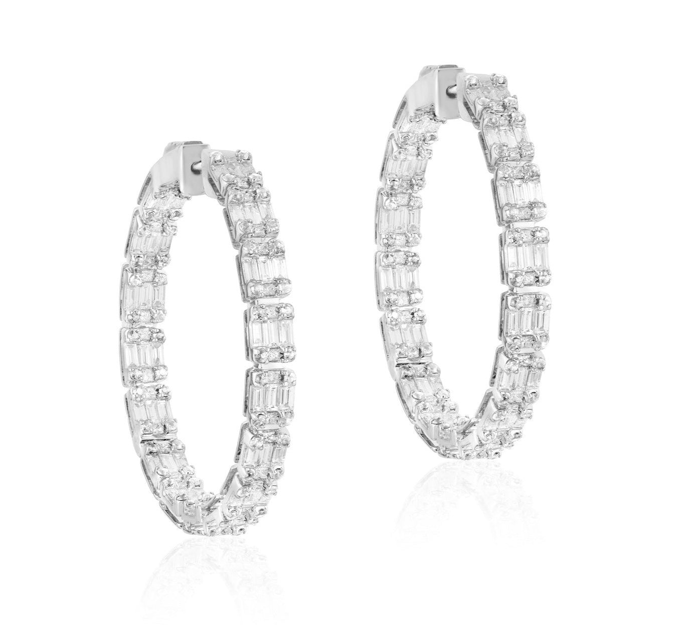 Inside-Outside Diamond Hoops Hoop Earrings Goshwara White Gold