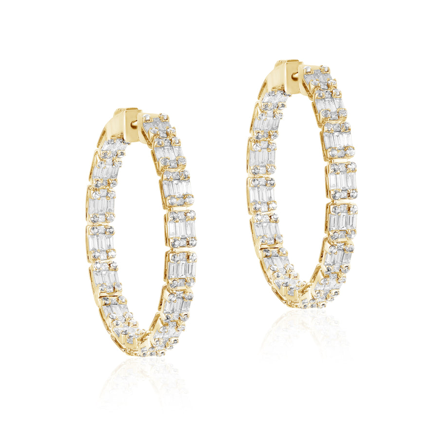 Inside-Outside Diamond Hoops Hoops Goshwara 18K Yellow Gold  