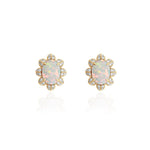 Opal Cabochon Stud Earrings with Diamonds Studs Goshwara   