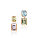 4 Stone Multicolor Emerald Cut Earrings Drop Goshwara   