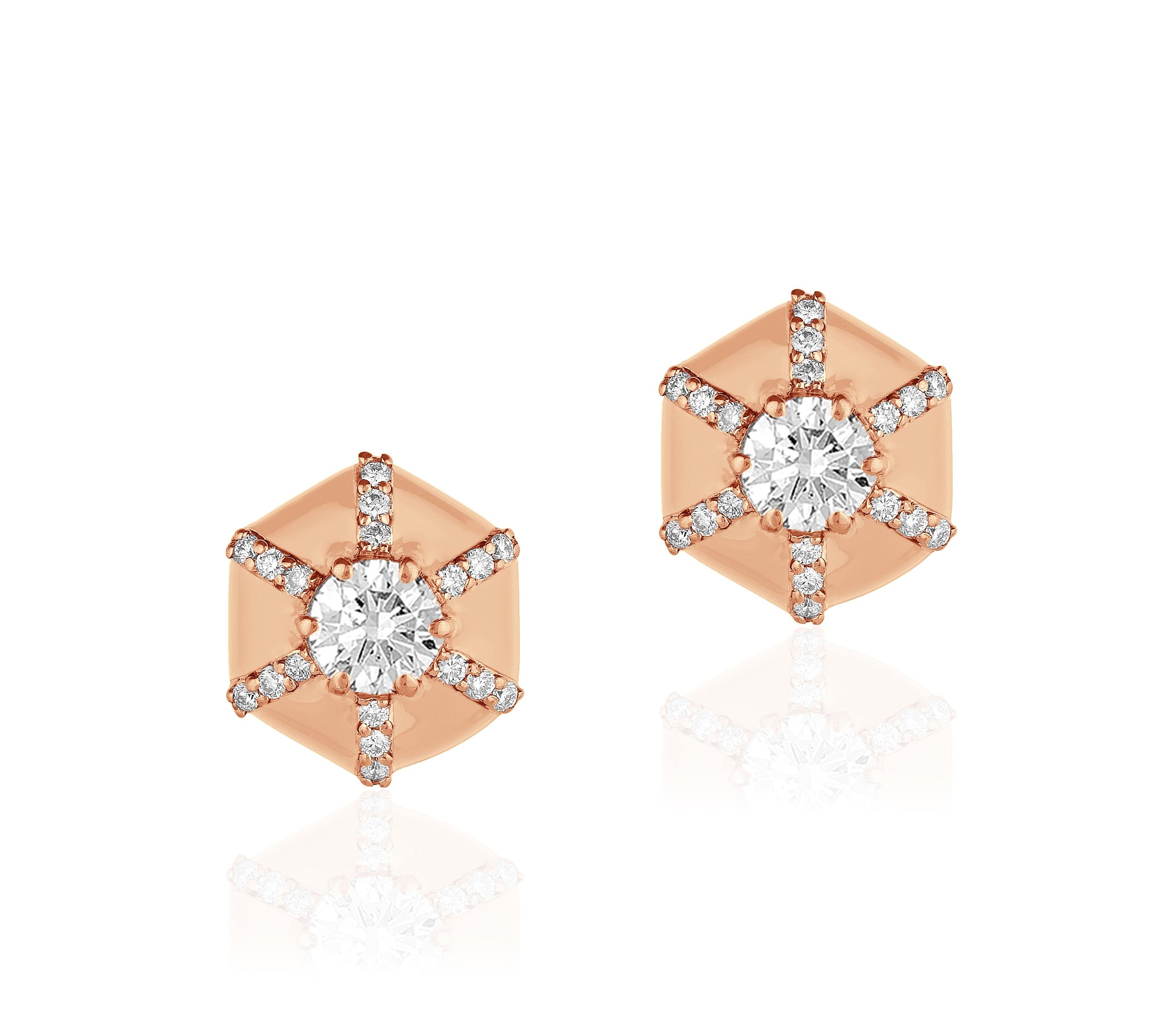 Hexagon Diamond Studs Stud Earrings Goshwara